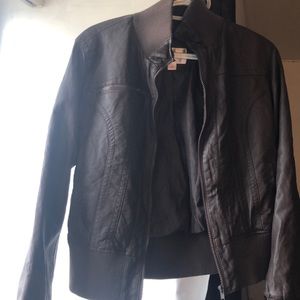 Target brown faux leather bomber jacket